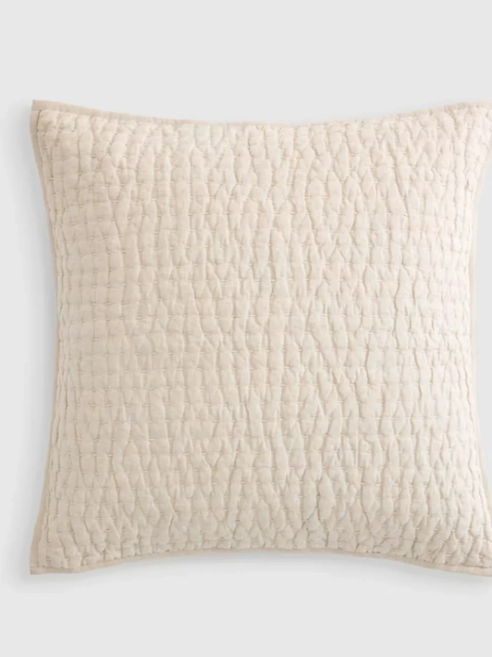 European Linen Cotton Stitch Quilted Euro Sham Natural